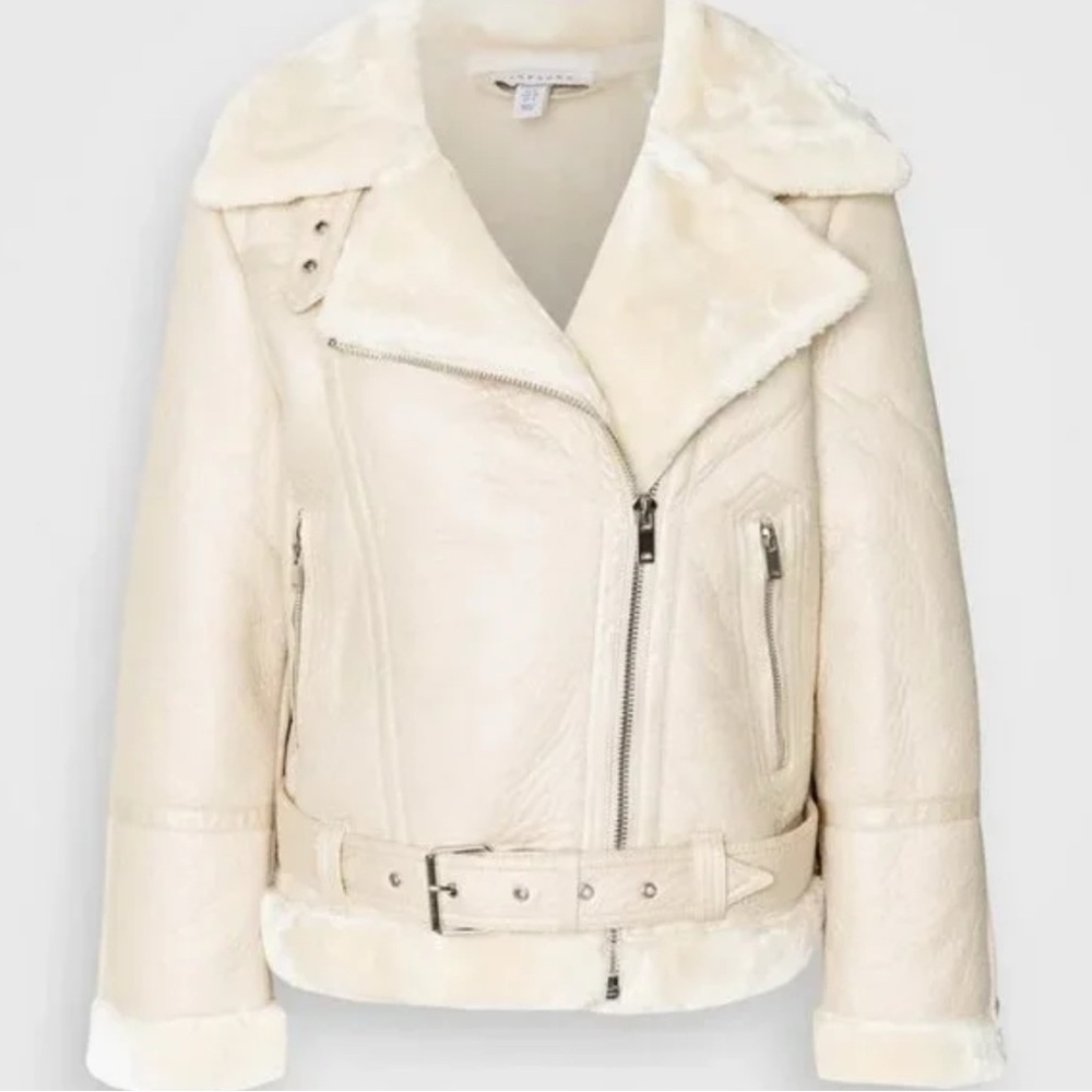 Topshop Aviator Jacket | Cream